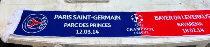 Écharpe PSG Ligue des Champions 2014 – Match contre Leverkusen + autographes verratti - photo numéro 2