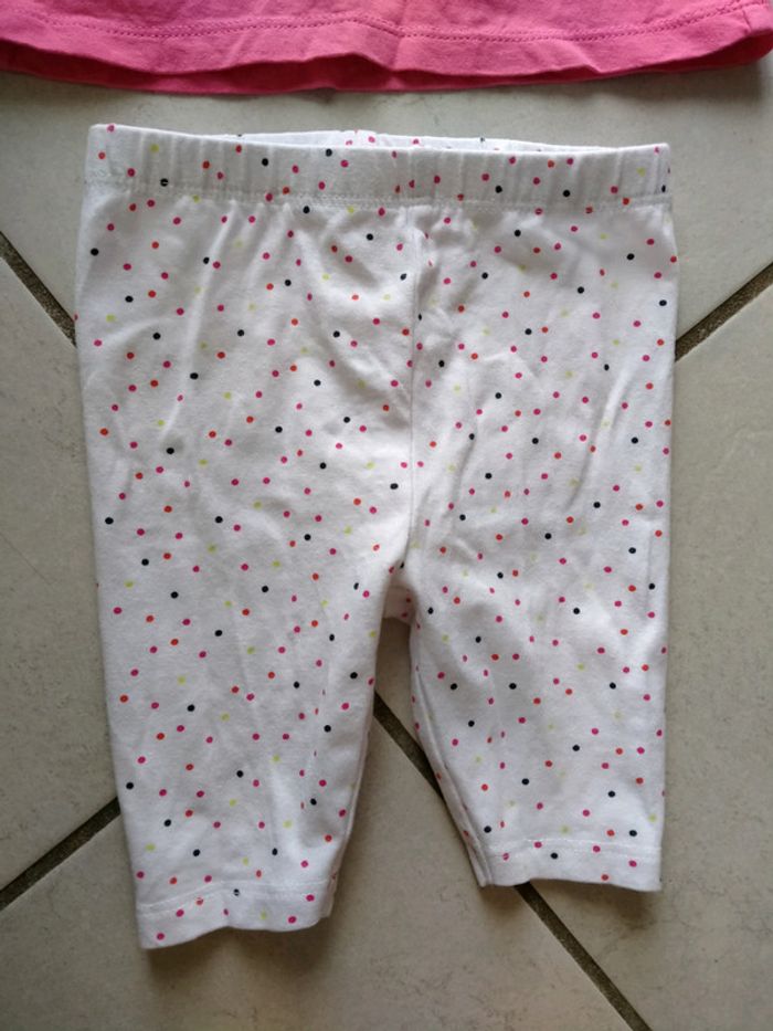 Ensemble débardeur rose et Panta court blanc à pois. bebe 6 mois - photo numéro 2