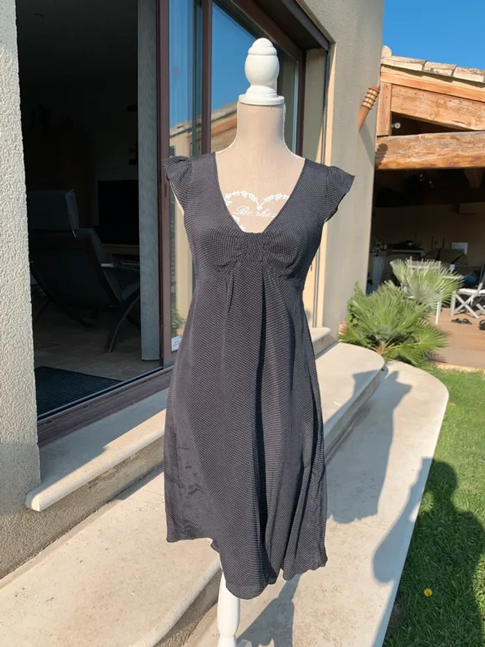Robe en soie noire à pois Carroll taille 38 - photo numéro 12