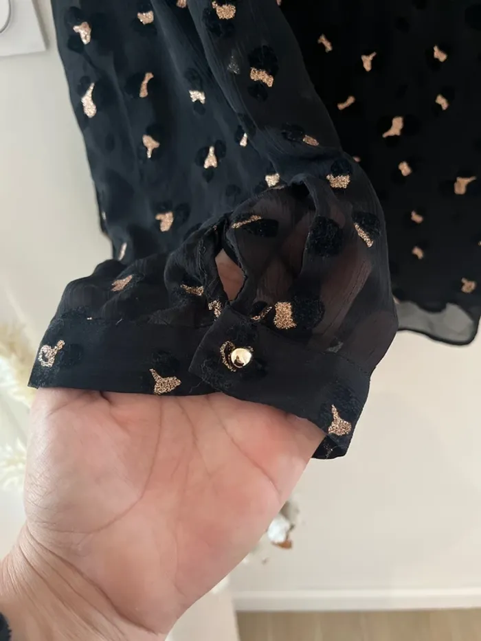 Blouse, noir, imprimé léopard brillant - photo numéro 8