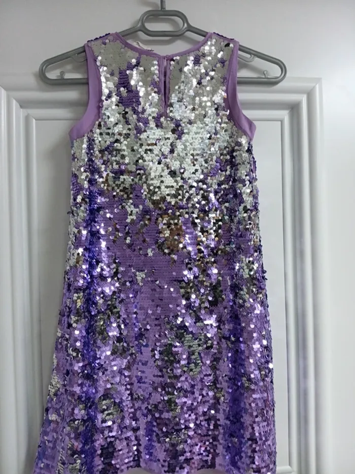 Robe à paillettes mauve 9/10ans H&M - photo numéro 3