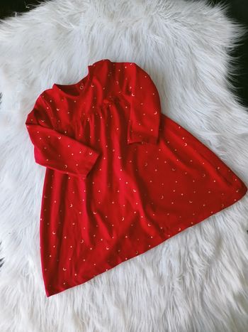 Robe patineuse rouge avec motifs dorés 18mois-81cm N*0758