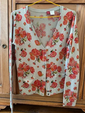 Gilet beige fleuri