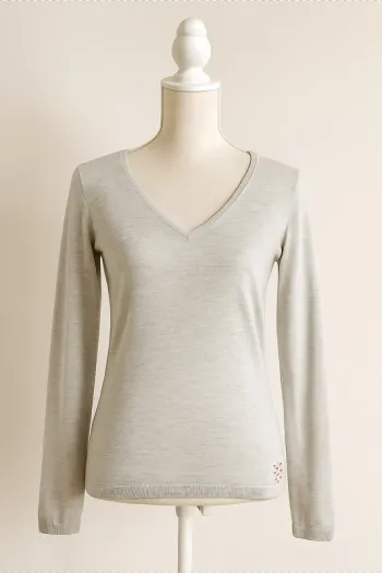 Haut gris chiné à manches longues - Version Féminin - Taille L