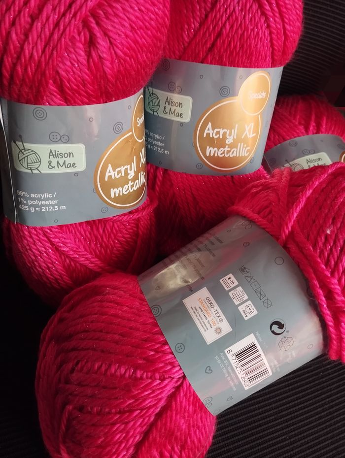 * Lot de 4 pelote fuschia Extra Large Metallic par Alison & Mae - photo numéro 2