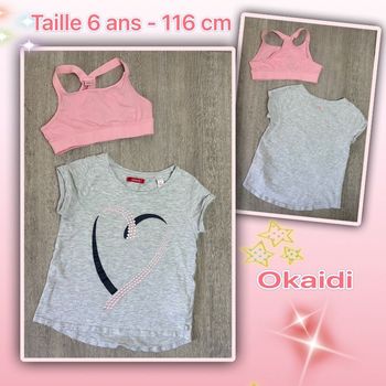 T-shirt sport effet 2 en 1 motif cœur - taille 6 ans - 116cm