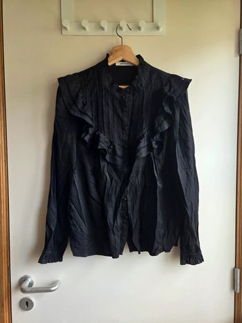 Blouse noire majolica à volants - taille L