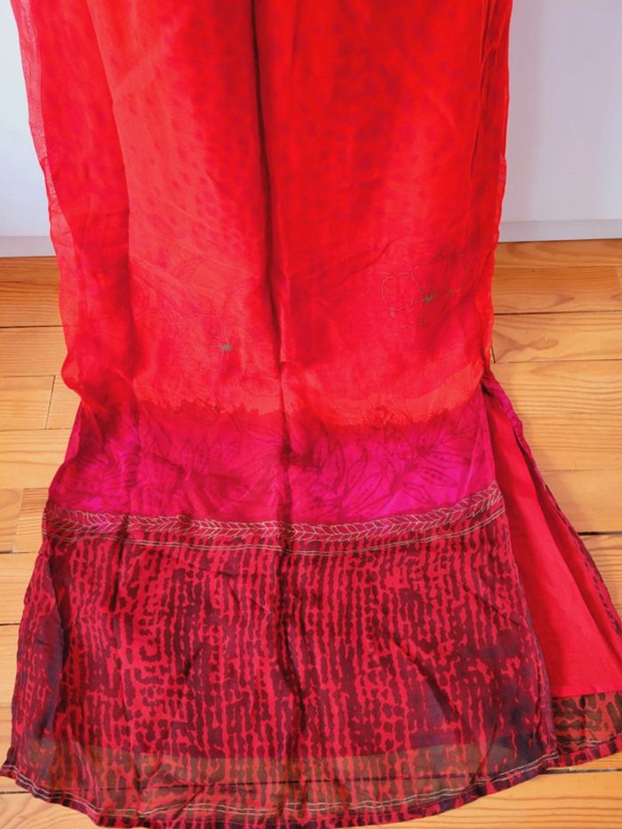 Robe longue rouge vintage René Derhy taille S 36 bordeaux motifs fleurs floraux - photo numéro 4