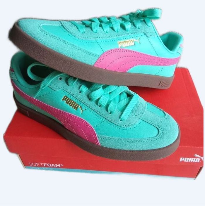 Baskets sneakers femme puma taille 39, sport, fitness , yoga,  bleu vert - menthe   et  rose neuve Sans étiquette, boîte d'origine