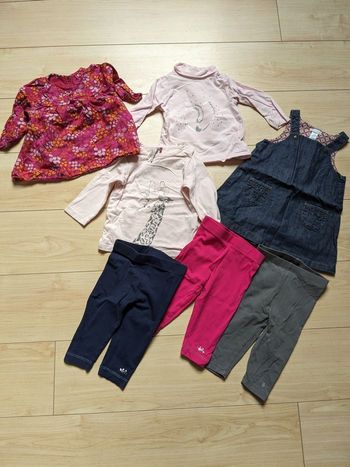 Lot vetements fille : robe, tee-shirts, leggings, chemisier 6 mois