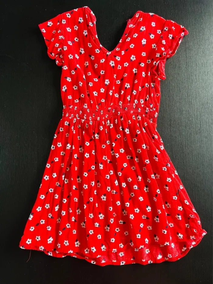 Robe rouge à fleurs kiabi 6 ans - photo numéro 3