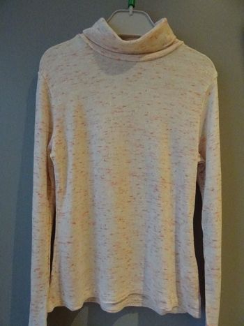 T-shirt col roulé beige chiné