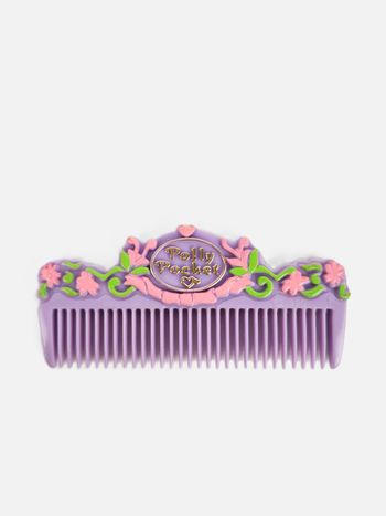Peigne Accessoire Polly Pocket Vintage - Violet Fleurs Roses / Rétro Années 90