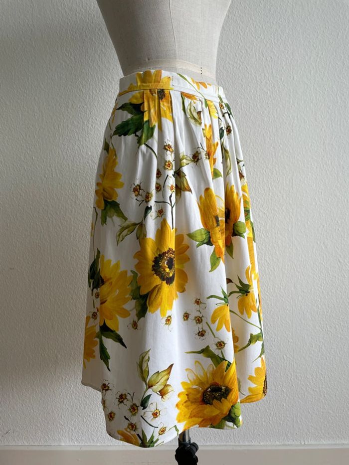 Jupe plissée blanche motifs tournesols Hallhuber taille 42