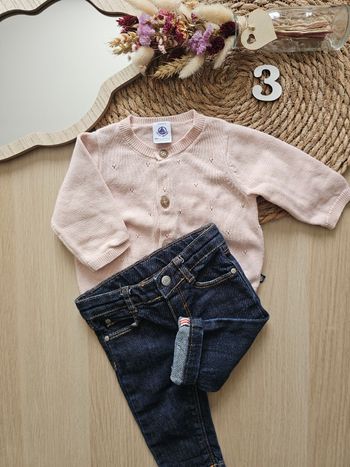 Ensemble gilet + jean petit bateau 3 mois