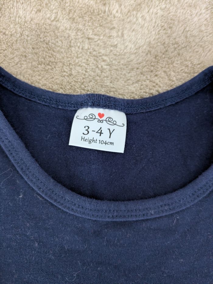 Robe Marine Manches Rayées Arc-en-ciel et Broderie Florale - photo numéro 2