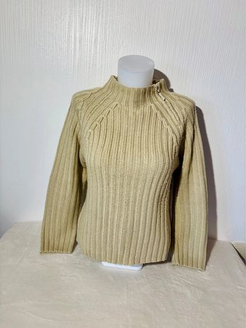 Pull col montant beige - Taille M vintage