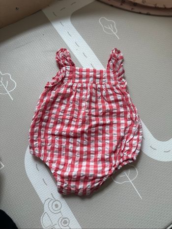 Barboteuse Vichy framboise taille 12 mois