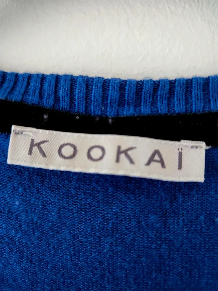 Pull bleu KOOKAÏ à pois noirs – Taille S - photo numéro 3