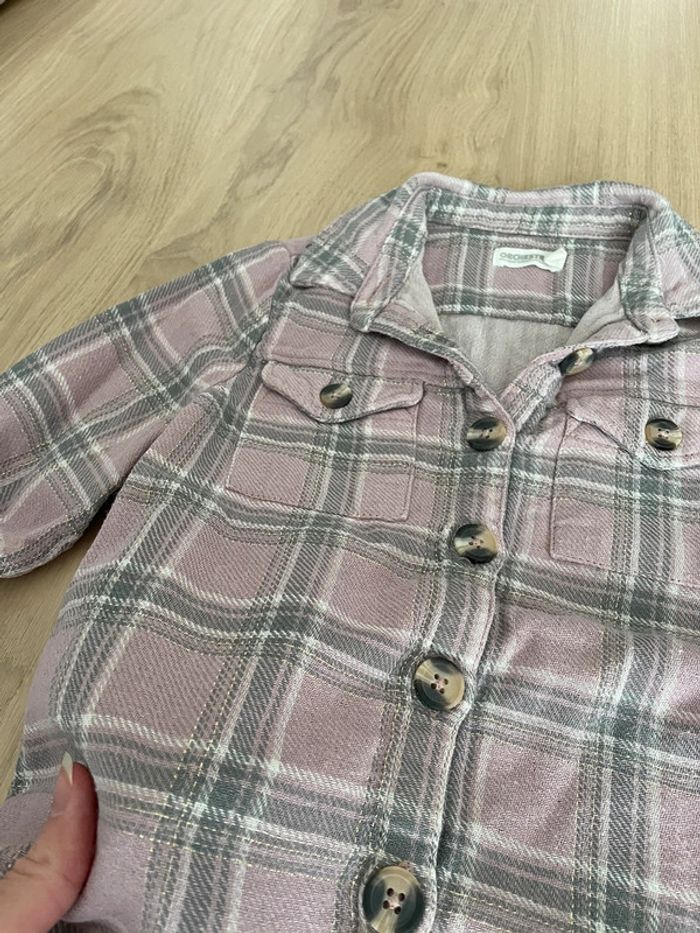 Surchemise à carreaux, chemise, rose gris, fille taille 5 ans - photo numéro 2