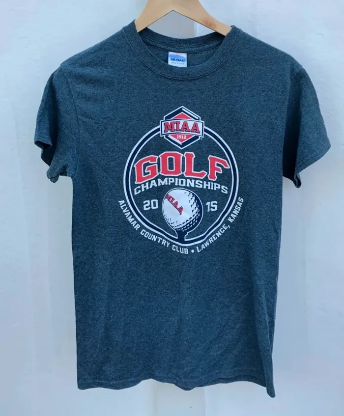 Gildan grey T-shirt MIAA 2015 Golf Championship USA Mens S