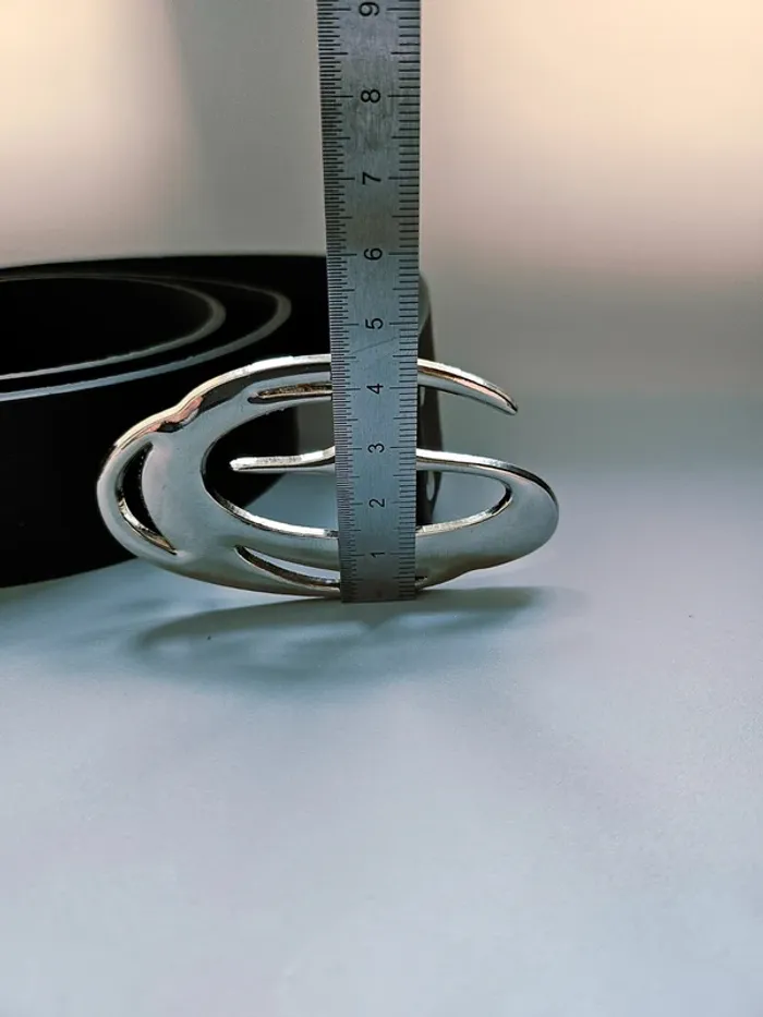 Ceinture alternative noire boucle argentée design - photo numéro 4
