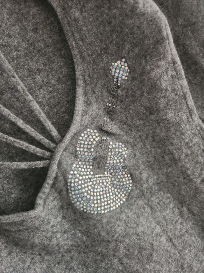 Jolie robe pull Maje gris motif guitare 10 ans - photo numéro 11