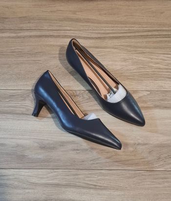 Escarpins chaussures à talon semi-cuir habillées élégante femme bleu marine