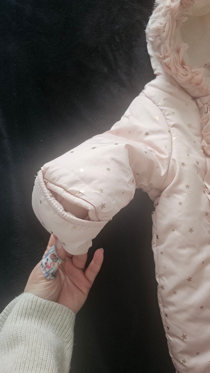 Combinaison pilote bébé Primark rose clair à capuche – 0/3 mois - photo numéro 3