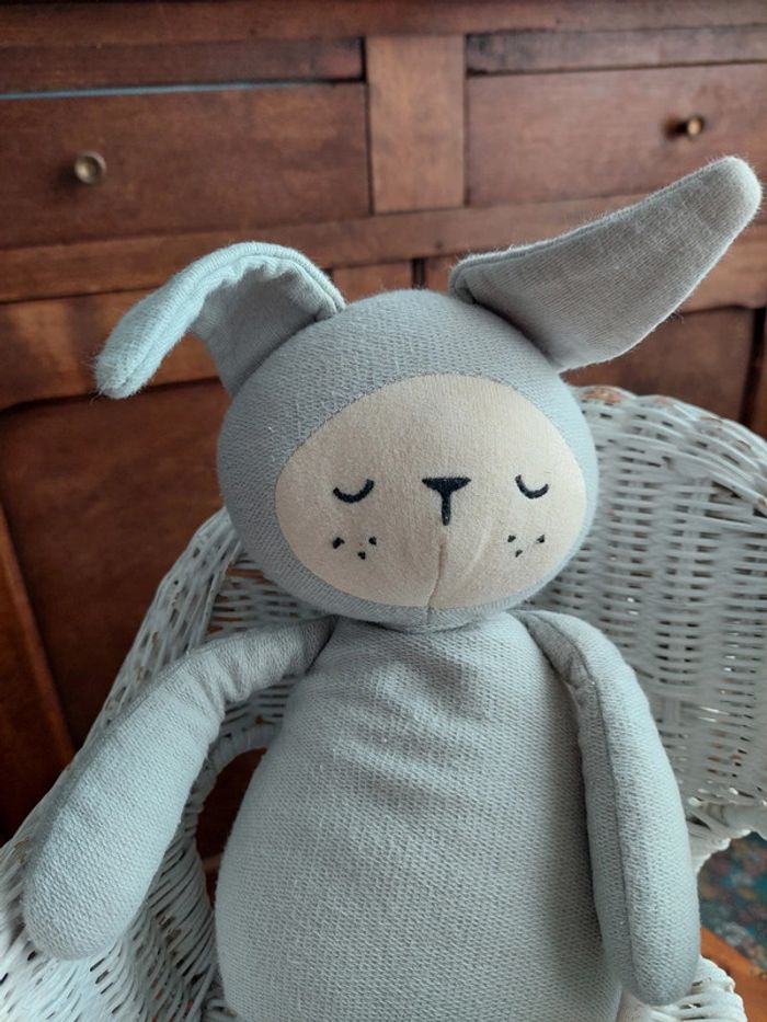 Peluche pantin Fabelab Lapin - Buddy - bleu gris - photo numéro 2