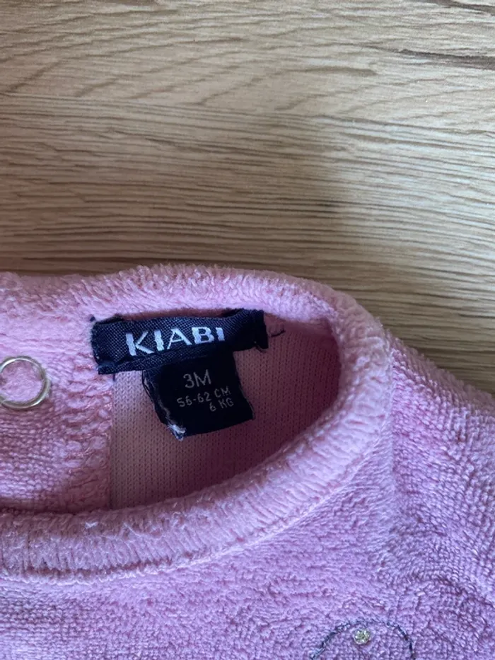 Pyjama rosa lapin hiver velours bébé fille 3 mois Kiabi - photo numéro 3