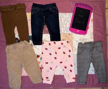 Lot de pantalons, jean, jogging fille - T6mois - Marques diverses
