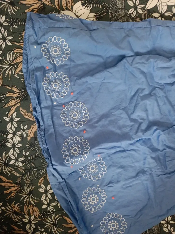 Robe P'tit bisou bleue lavande broderies fleures 12 mois - photo numéro 3