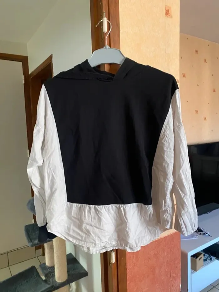 🖤 Pull-chemise bicolore original – Taille XL - photo numéro 2