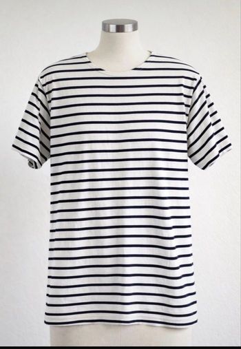 T-shirt marinière Armor-Lux blanc rayé bleu brodé 