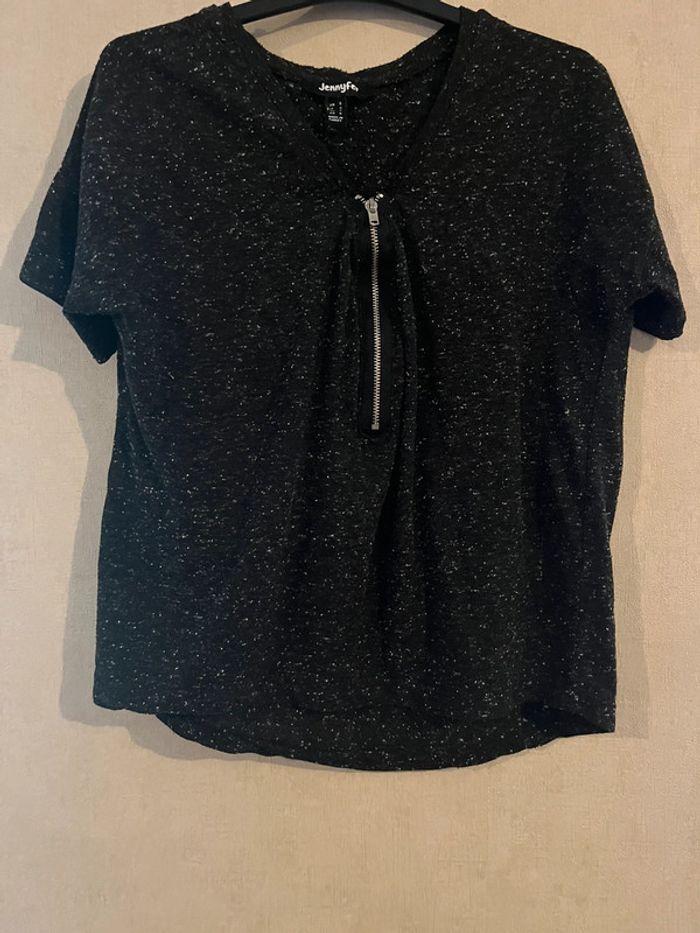 T-shirt noir moucheté noir