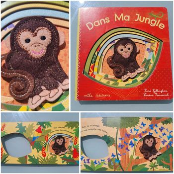 Livre decoupé avec marionnette singe 🐒 Dans ma Jungle 🦎