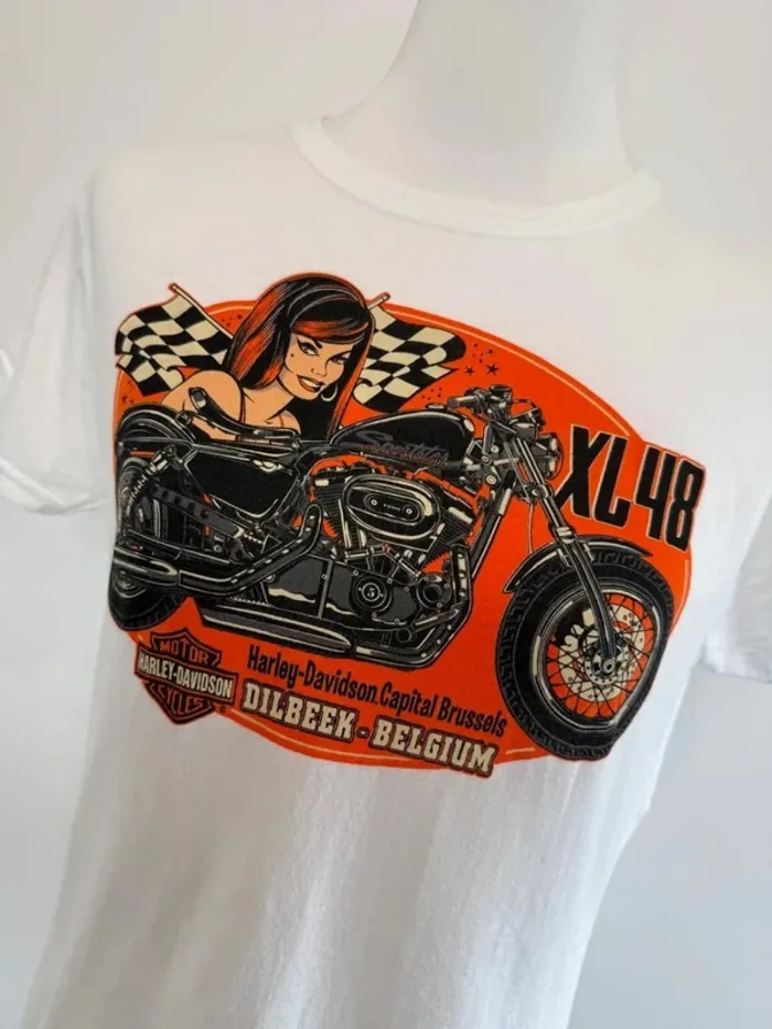 T-shirt Harley Davidson femme blanc taille M super état - photo numéro 2