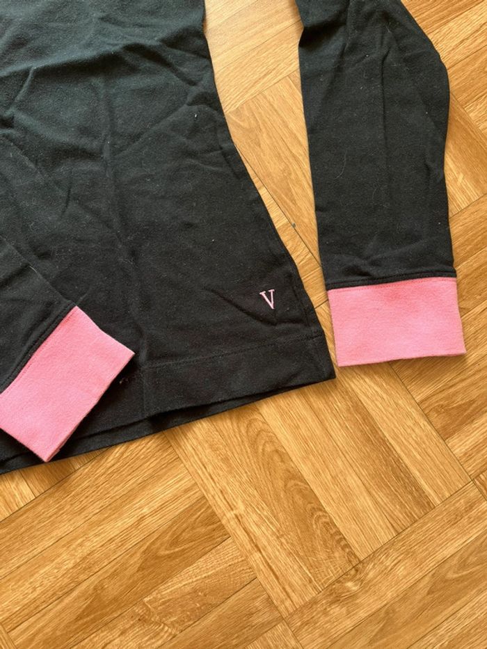Polo à manches longues noir et rose Vicomte Arthur (NEUF) - photo numéro 4