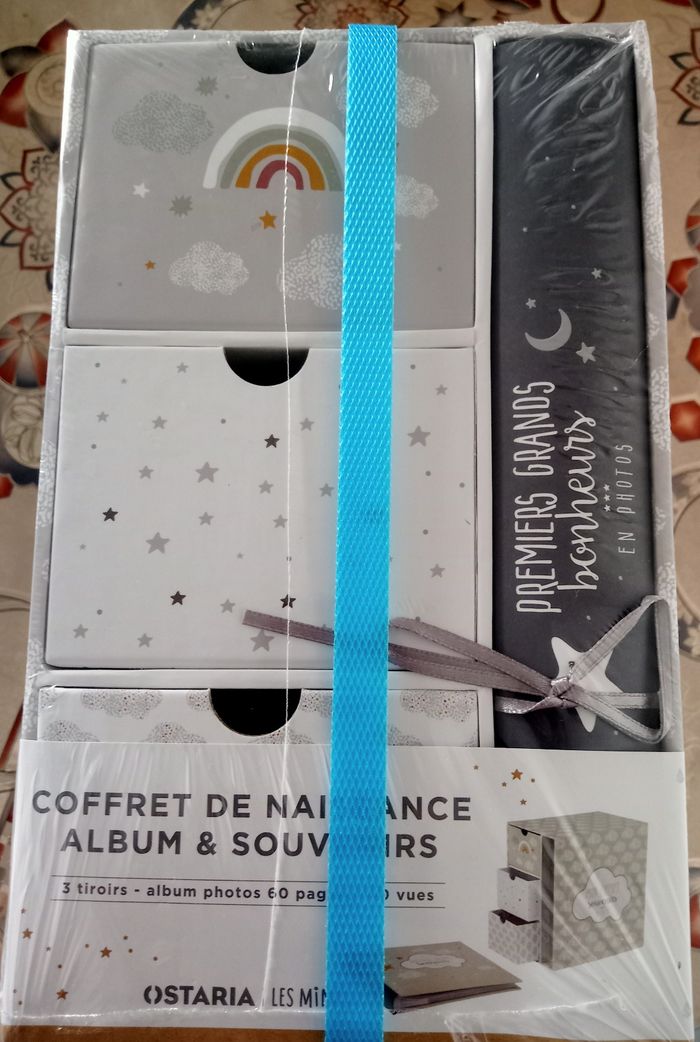 Coffret de naissance OSTARIA Les Minois – Album & souvenirs – Neuf