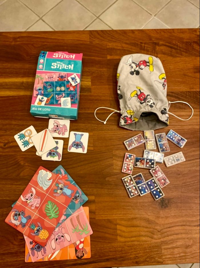 Lot de 2 jeux disney, Loto stitch et domino disney