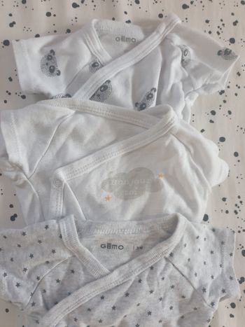 Lot 3 bodies manches courtes gemo 3 mois