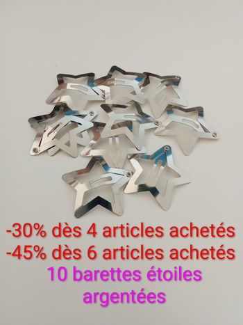 Lot de 10 Barrettes Étoiles Argentées - Style Y2K / Coquette - neuves 