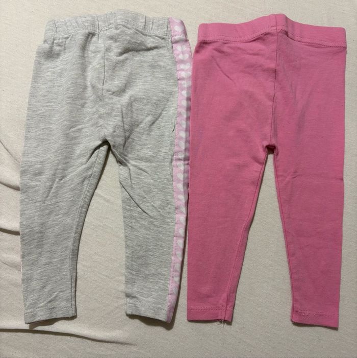 💗 Lot de 2 leggings : gris + rose – 62/68 - photo numéro 2