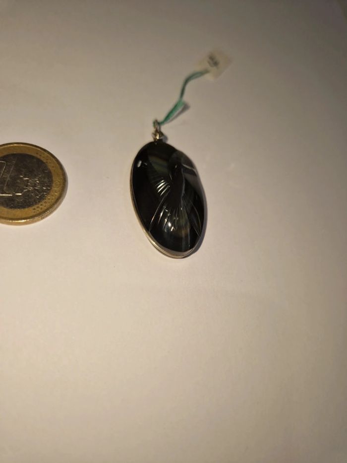 Pendentif obsidienne arc en ciel colombe - photo numéro 2