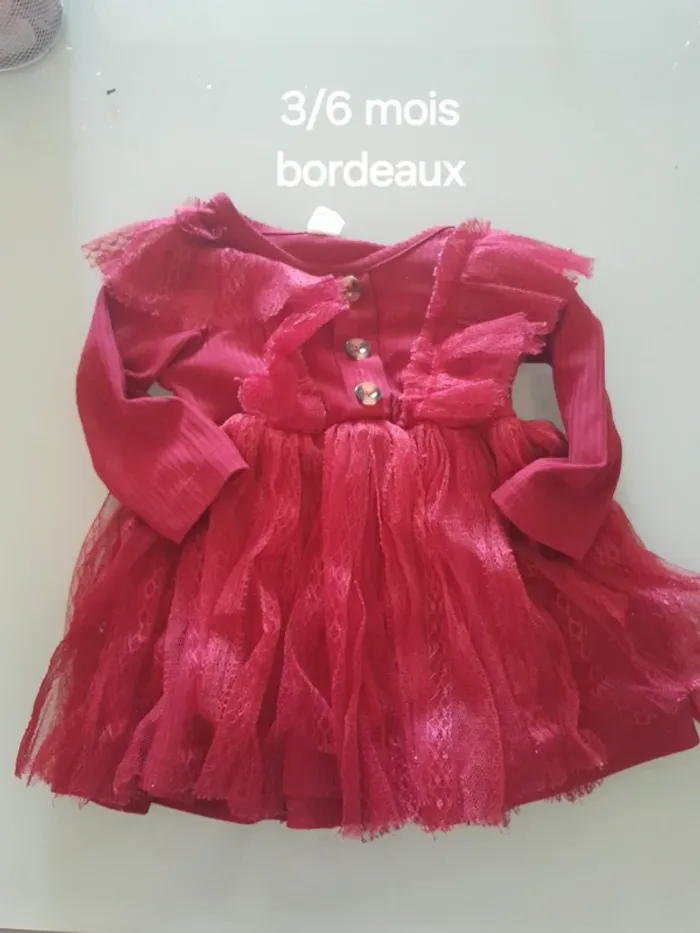 Robe ml bordeaux fille 3/6mois
