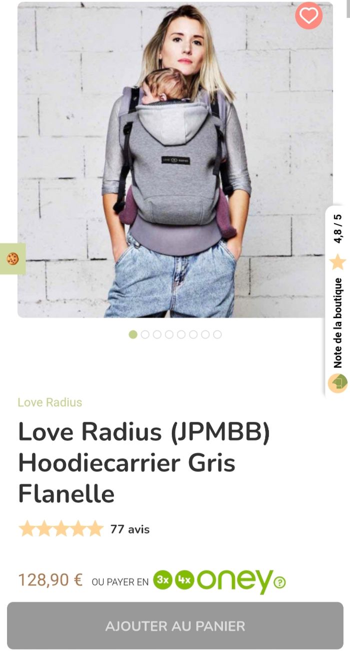 Porte bébé hoodie carrier love radius