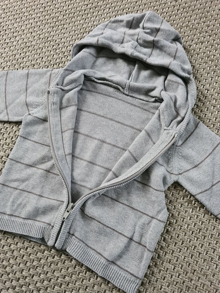 Gilet à capuche gris - 12 mois - photo numéro 3
