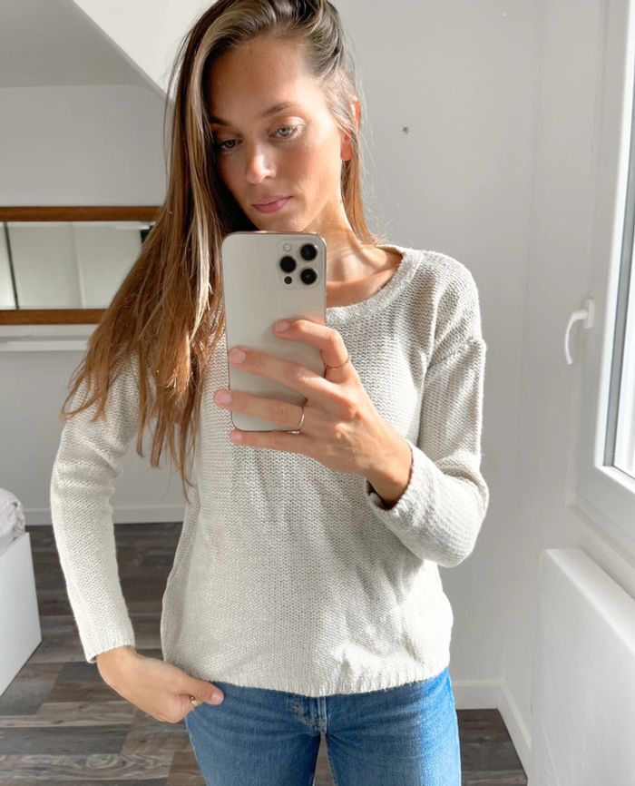 Pull beige irisé Camaieu