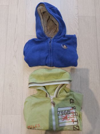 Lot 2 gilets à capuche mi saison 12m